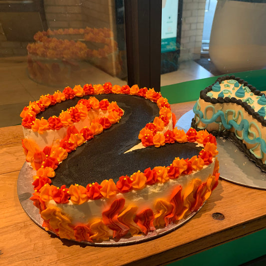 Front view of a number two birthday cake made with Ben & Jerry's ice cream in Adelaide, showcasing its distinctive numeral shape.