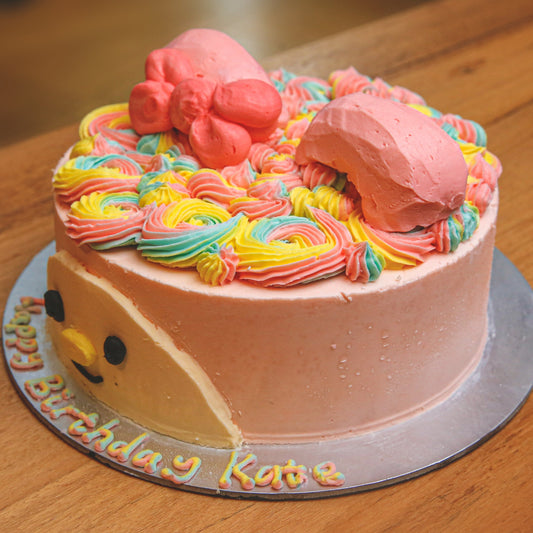 side view of a handcrafted My Melody ice cream cake showcasing the recognisable Sanrio character and its cute birthday styling.