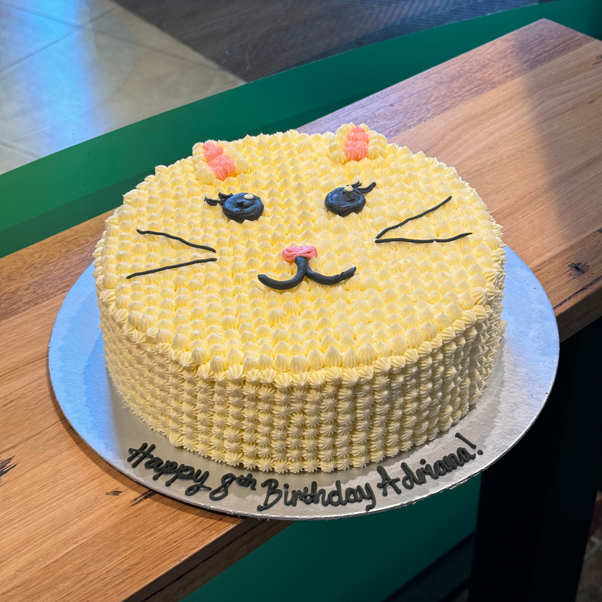 Front view of a cat birthday cake made with Ben & Jerry's ice cream in Adelaide, showcasing its adorable animal-inspired presentation.