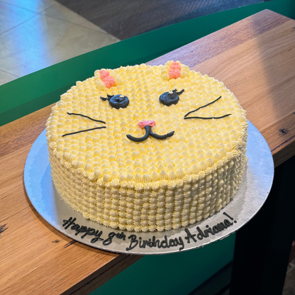 Front view of a cat birthday cake made with Ben & Jerry's ice cream in Adelaide, showcasing its adorable animal-inspired presentation.