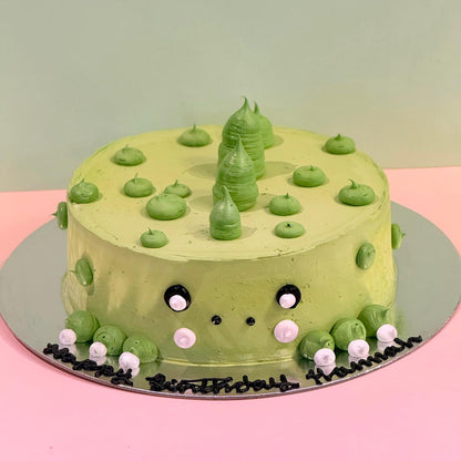 Full view of Dinosaur Cake Design 1, handcrafted in Adelaide using Ben & Jerry's ice cream, featuring a playful prehistoric birthday theme.