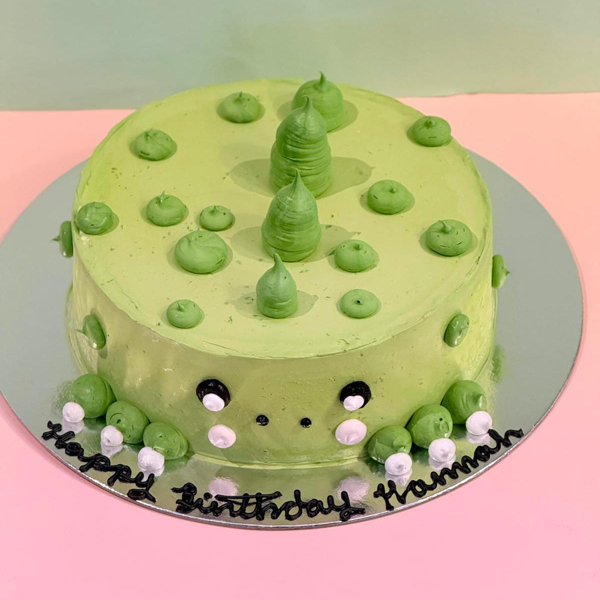 top view of a dinosaur-themed birthday cake made with Ben & Jerry's ice cream in Adelaide, showcasing its fun prehistoric-inspired styling.