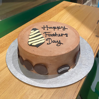 Front view of a Father's Day corporate tie cake made with Ben & Jerry's ice cream in Adelaide, showcasing its professional tie-inspired styling.