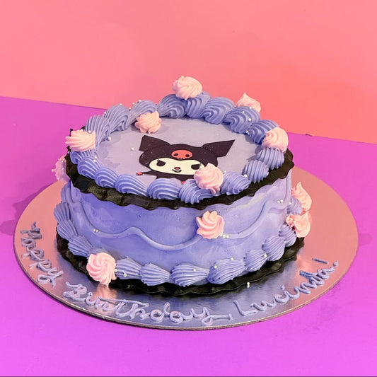 side view of the Kuromi Ice Cream Cake featuring playful Sanrio-inspired character styling for a cute birthday celebration.