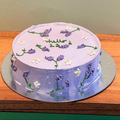 top view of Lavender Cake – Purple Ice Cream Cake with soft lavender tones and smooth finish for elegant birthday celebrations with Adelaide delivery