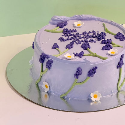 side view of the Lavender Ice Cream Cake showcasing its handcrafted finish and elegant purple decorative details in Adelaide.