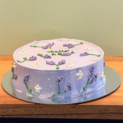 front view of Lavender Cake – Purple Ice Cream Cake designed with gentle lavender colour depth for modern birthday moments in Adelaide