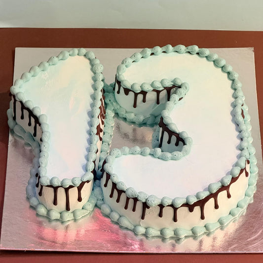 Full view of the Number 3 Ice Cream Cake handcrafted in Adelaide with Ben & Jerry’s ice cream for a fun third birthday celebration.
