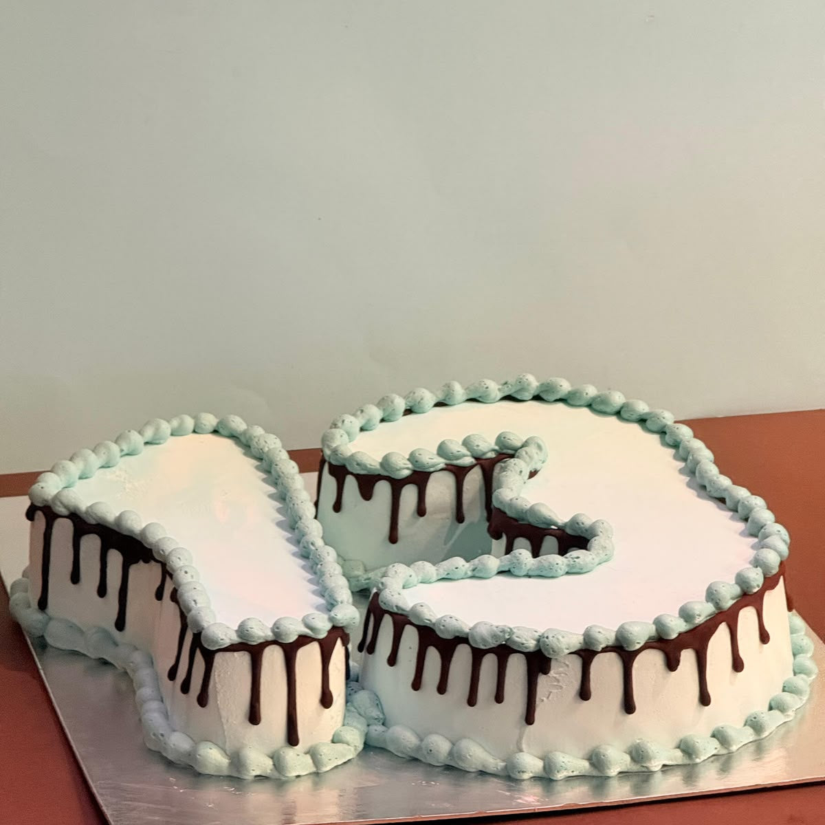 front view of the Number 3 Ice Cream Cake showcasing the handcrafted number shape and decorative details for a third birthday in Adelaide.