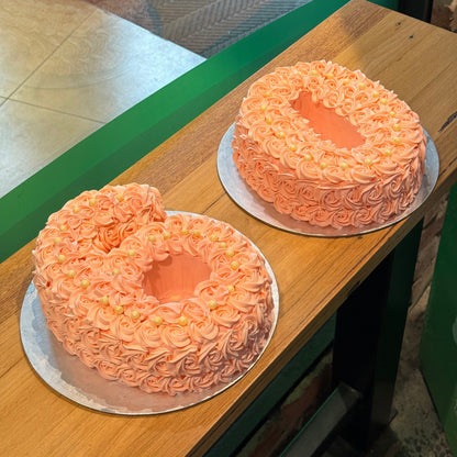 top view of a number 6 birthday cake made with Ben & Jerry's ice cream in Adelaide, showcasing its playful sixth birthday styling.