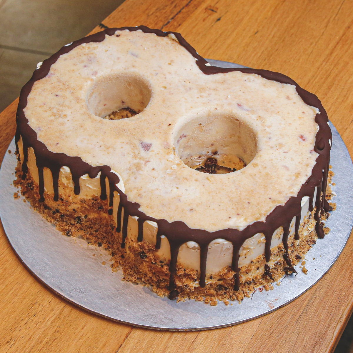 top view of a number eight birthday cake made with Ben & Jerry's ice cream in Adelaide, showcasing its distinctive numeral shape.