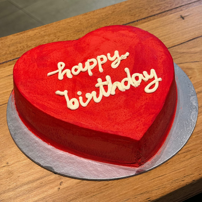 top view of a romantic heart-shaped Valentine's Day cake handcrafted in Adelaide using Ben & Jerry's ice cream, designed for a special celebration.