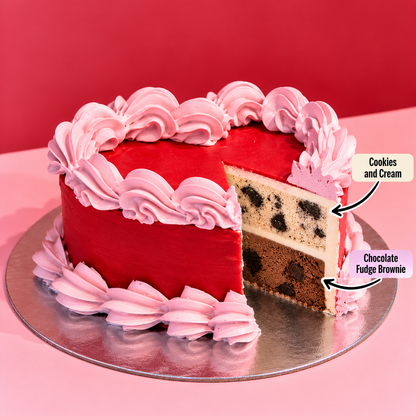 front view of Vintage Heart: Contrast Piping with two ben & jerry's ice cream flavours inside