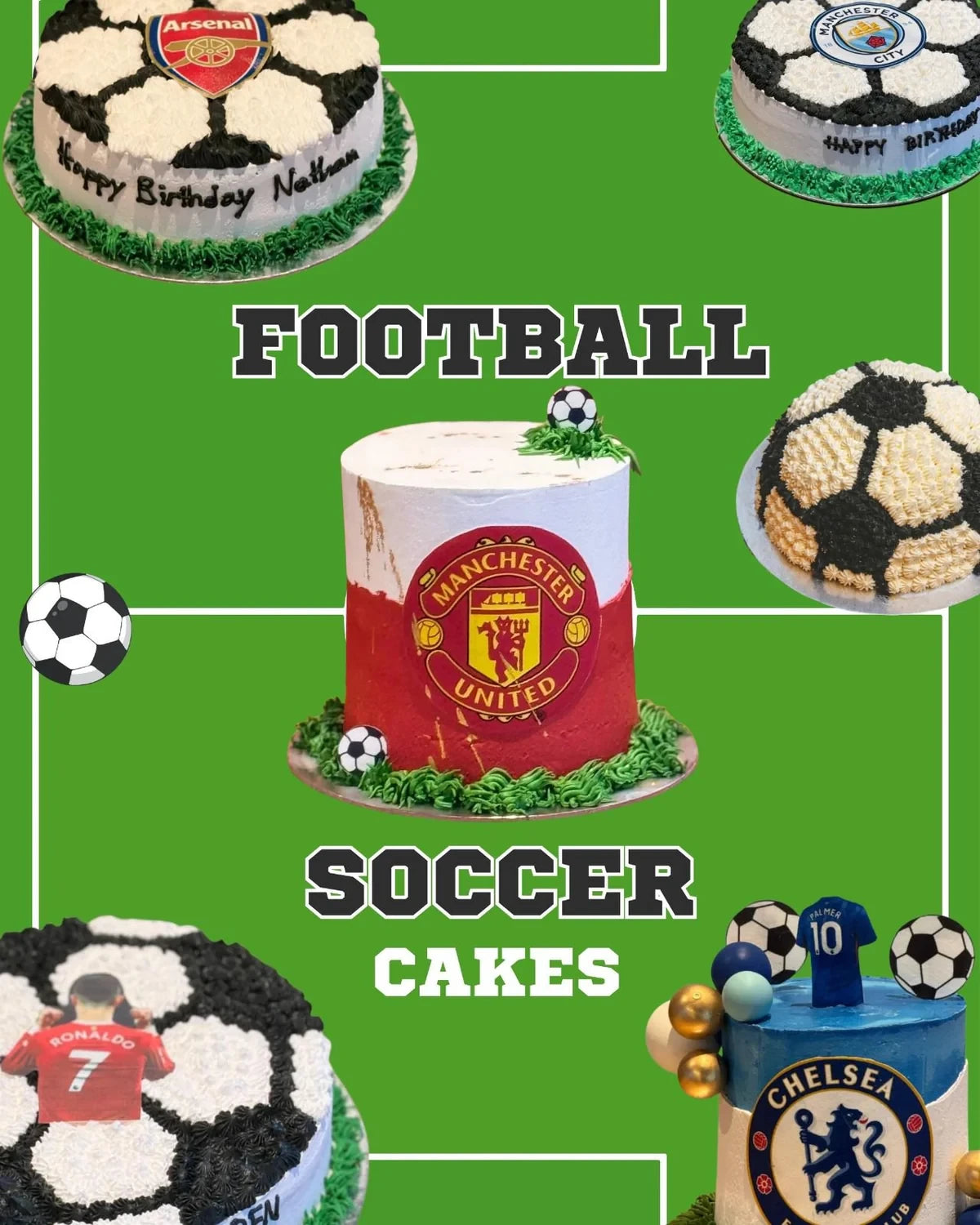 Football and soccer cakes